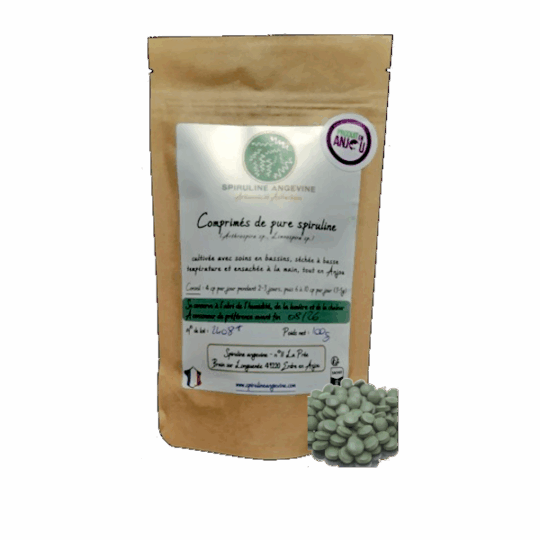 Comprimés de pure spiruline crue déshydratée | 100g