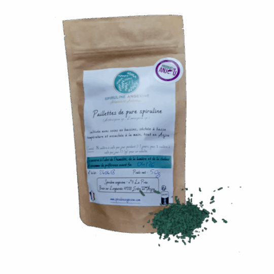 Spiruline crue déshydratée en paillettes | 100gr