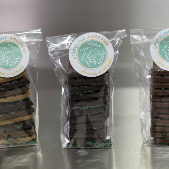 Chocolat en mini-tablettes à la spiruline
